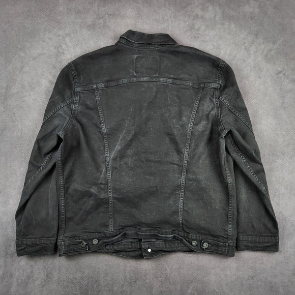 Levis Denim Trucker Jacket Mens XXL Black Button Front Cotton Stretch - Picture 2 of 10